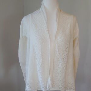 Banana Republic Linen Blend Ivory Lace Knit Cardigan Shawl Women's Small
